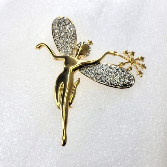 Gold Tone Angel Brooch with Magic Wand - Picture 14 of 15